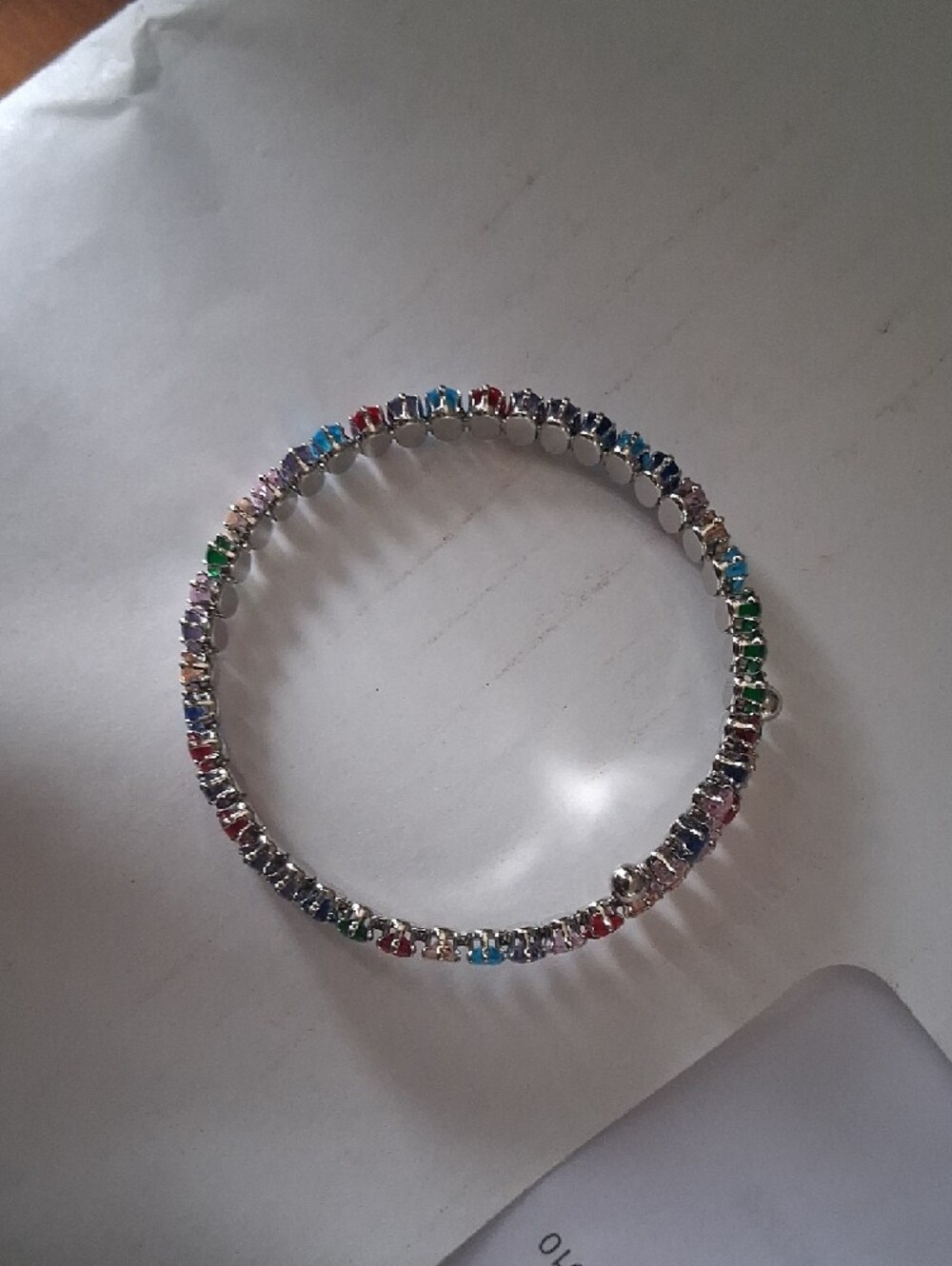 Multi-Colored Gemstone Tennis Bracelet - Women Jewelry.BANGLE.NWT - Picture 8 of 8